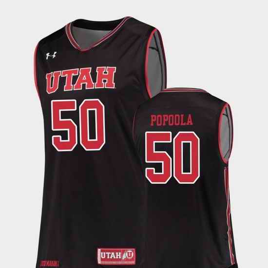Men Utah Utes Christian Popoola Black Replica College Basketball Jersey